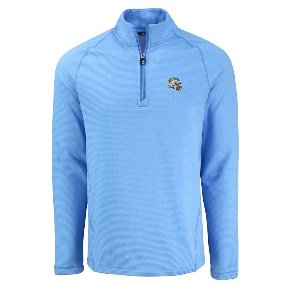 Los Angeles Chargers Cutter & Buck Peshastin Eco Fleece Tri-Blend Raglan Recycled Quarter-Zip Jacket - Heather Powder Blue Jackets