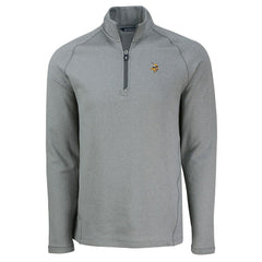 Minnesota Vikings Cutter & Buck Peshastin Eco Fleece Tri-Blend Raglan Recycled Quarter-Zip Jacket - Heather Gray Jackets