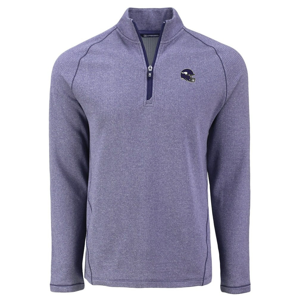 Minnesota Vikings Cutter & Buck Peshastin Eco Fleece Tri-Blend Raglan Recycled Quarter-Zip Jacket - Heather Purple Jackets
