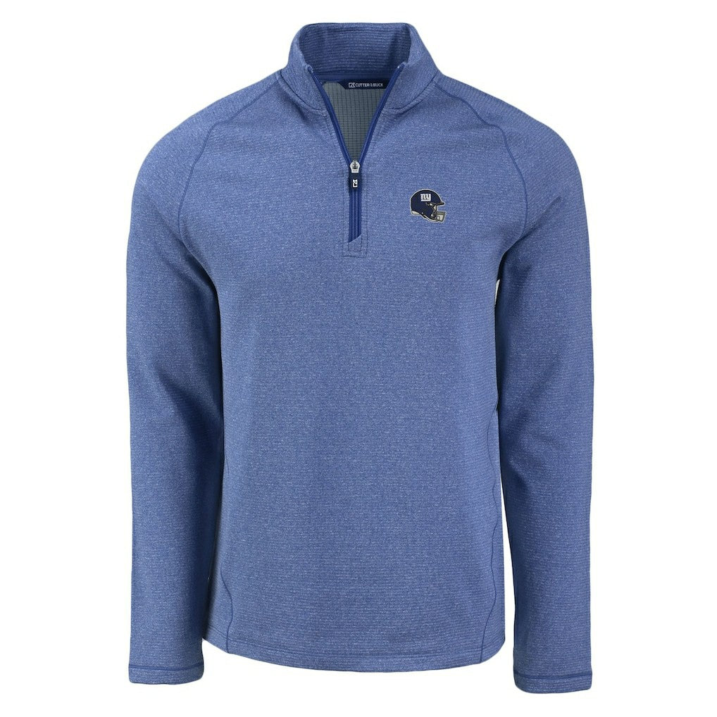 New York Giants Cutter & Buck Peshastin Eco Fleece Tri-Blend Raglan Recycled Quarter-Zip Jacket - Heather Royal Jackets