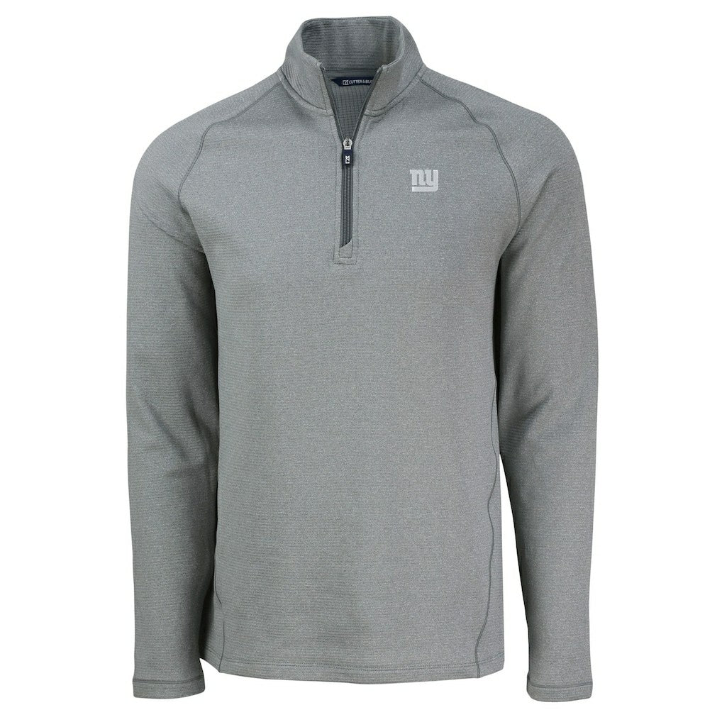New York Giants Cutter & Buck Peshastin Eco Fleece Tri-Blend Raglan Recycled Quarter-Zip Jacket - Heather Gray Jackets