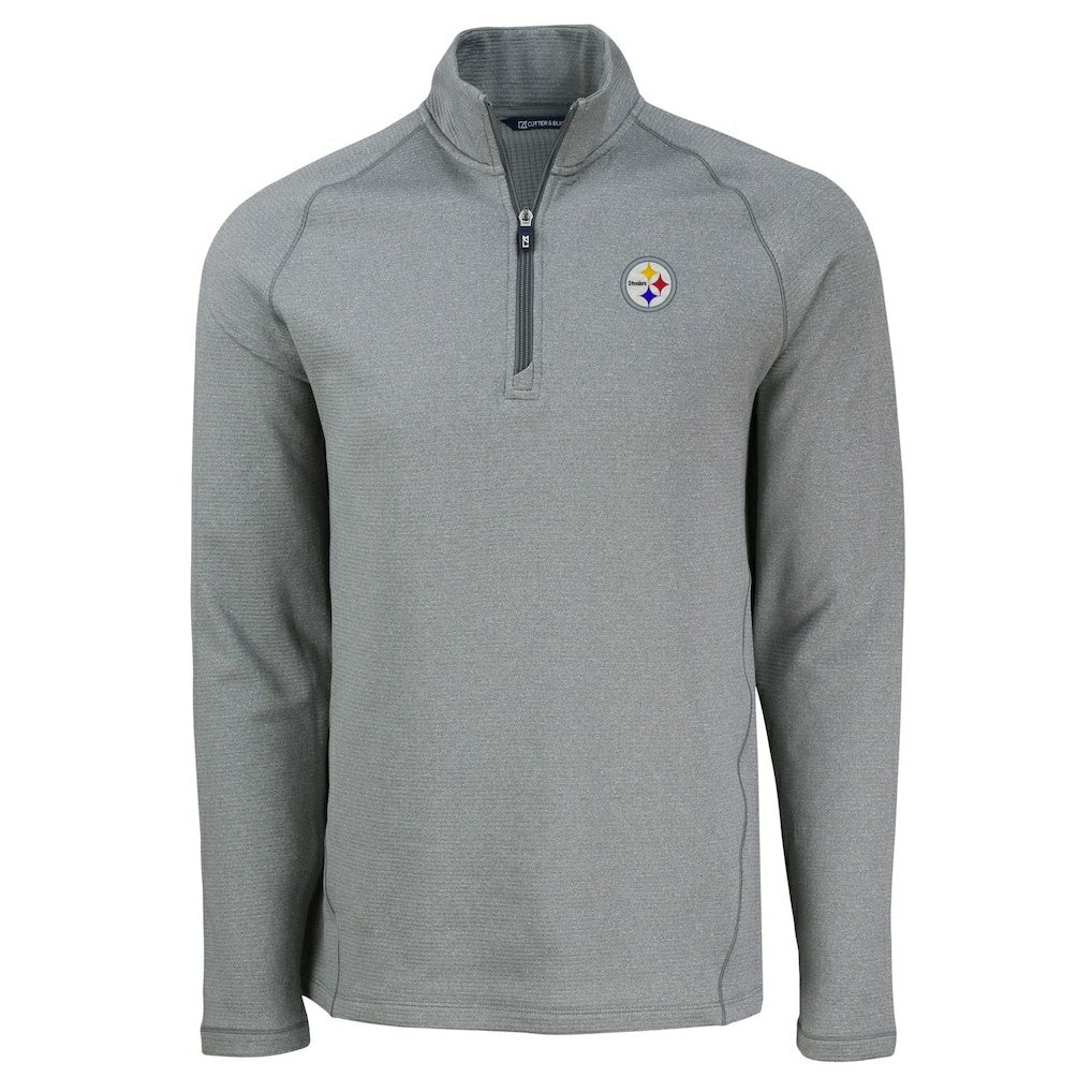 Pittsburgh Steelers Cutter & Buck Peshastin Eco Fleece Tri-Blend Raglan Recycled Quarter-Zip Jacket - Heather Gray Jackets