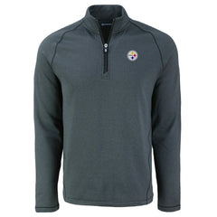 Pittsburgh Steelers Cutter & Buck Peshastin Eco Fleece Tri-Blend Raglan Recycled Quarter-Zip Jacket - Heather Black Jackets
