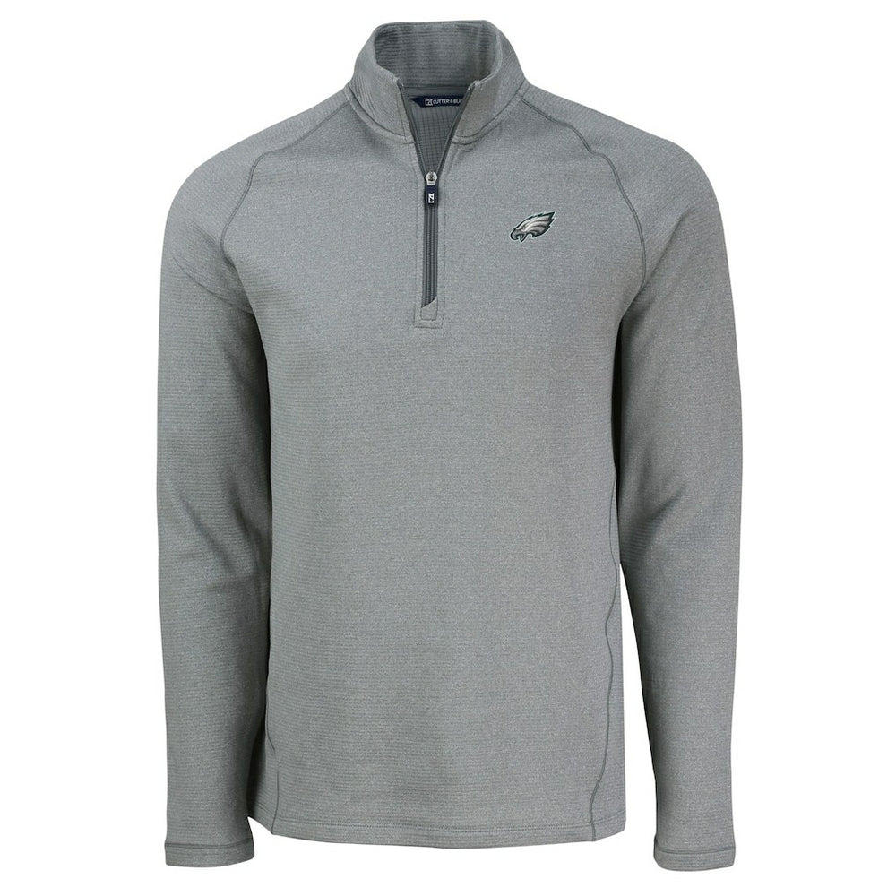 Philadelphia Eagles Cutter & Buck Peshastin Eco Fleece Tri-Blend Raglan Recycled Quarter-Zip Jacket - Heather Gray Jackets