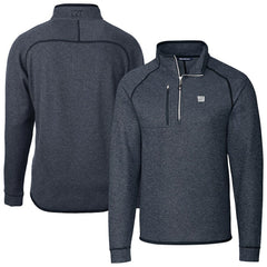 New York Giants Cutter & Buck Big & Tall Mainsail Sweater-Knit Raglan Half-Zip Jacket - Heather Navy Jackets