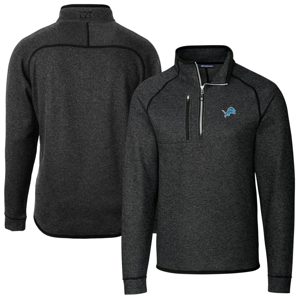 Detroit Lions Cutter & Buck Big & Tall Mainsail Sweater-Knit Raglan Half-Zip Jacket - Heather Charcoal Jackets