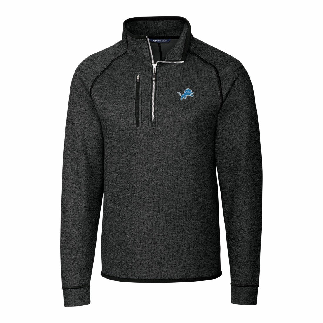 Detroit Lions Cutter & Buck Big & Tall Mainsail Sweater-Knit Raglan Half-Zip Jacket - Heather Charcoal Jackets