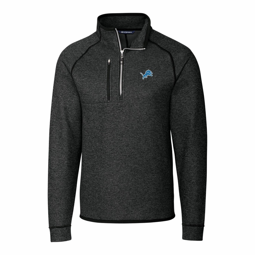 Detroit Lions Cutter & Buck Big & Tall Mainsail Sweater-Knit Raglan Half-Zip Jacket - Heather Charcoal Jackets