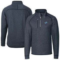 Detroit Lions Cutter & Buck Big & Tall Mainsail Sweater-Knit Raglan Half-Zip Jacket - Heather Navy Jackets