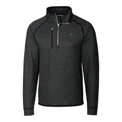 Carolina Panthers Cutter & Buck Big & Tall Mainsail Sweater-Knit Raglan Half-Zip Jacket - Heather Charcoal Jackets