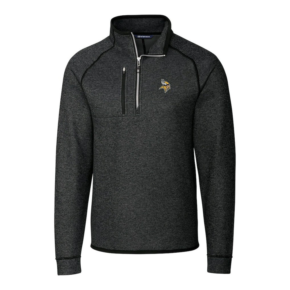 Minnesota Vikings Cutter & Buck Big & Tall Mainsail Sweater-Knit Raglan Half-Zip Jacket - Heather Charcoal Jackets