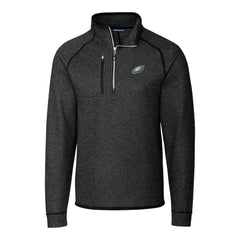 Philadelphia Eagles Cutter & Buck Big & Tall Mainsail Sweater-Knit Raglan Half-Zip Jacket - Heather Charcoal Jackets