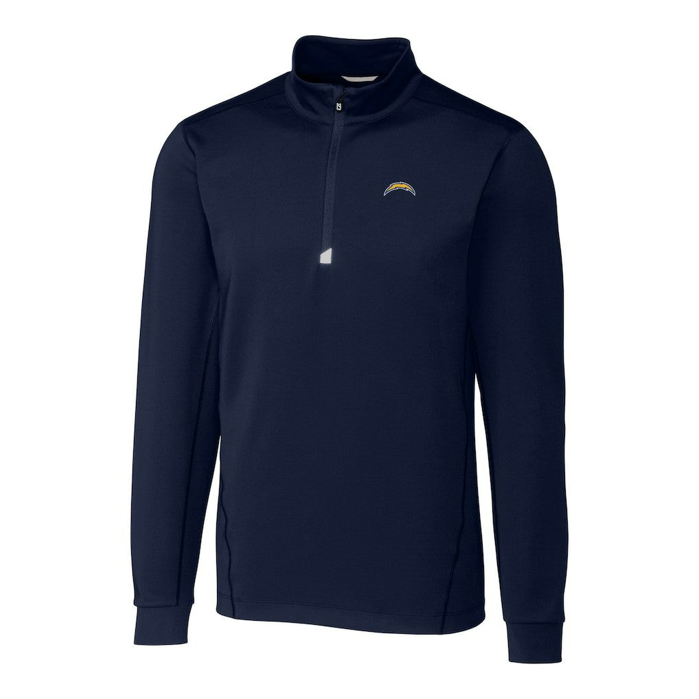 Los Angeles Chargers Cutter & Buck Big & Tall Traverse Stretch Quarter-Zip Top - Navy Tops