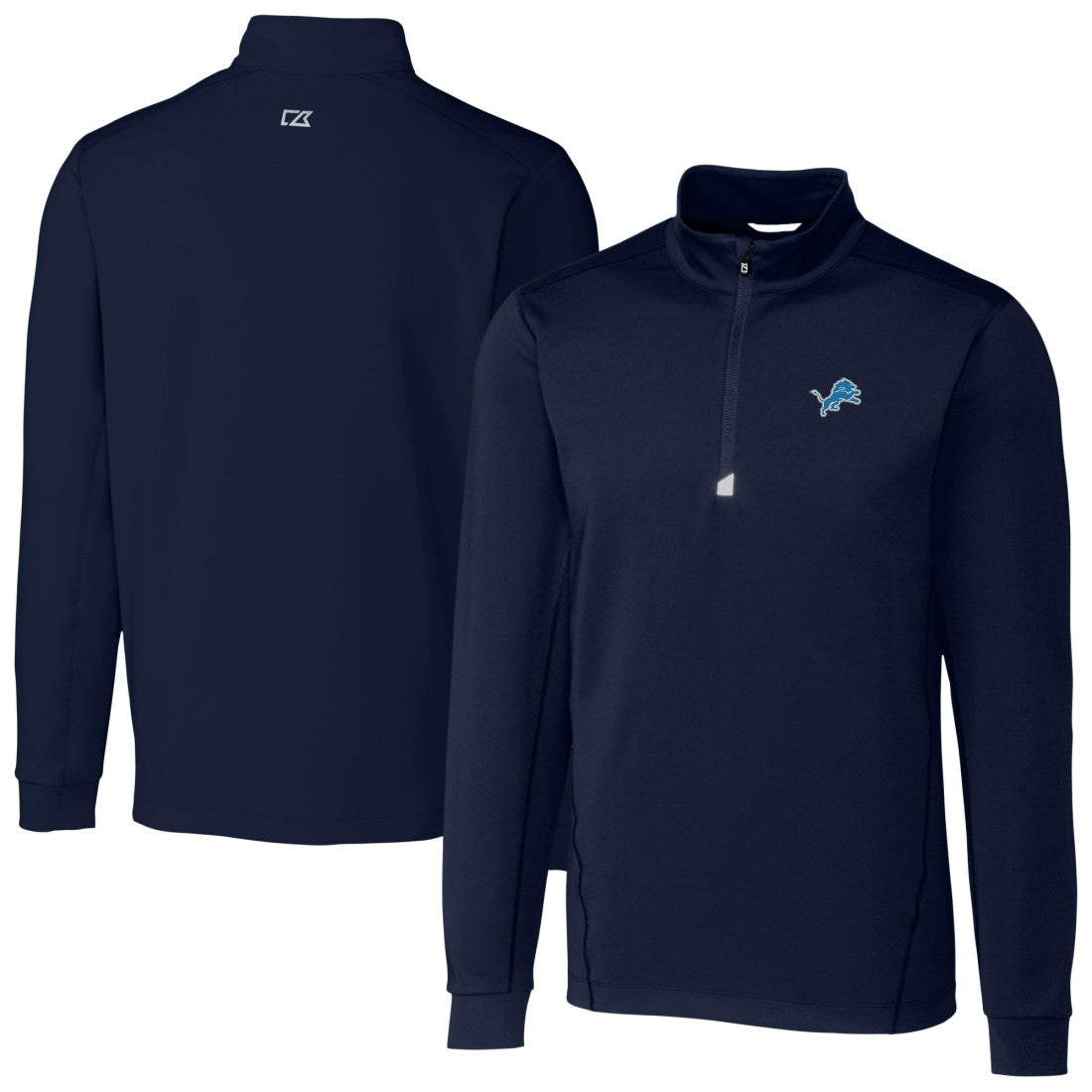 Detroit Lions Cutter & Buck Big & Tall Traverse Stretch Quarter-Zip Top - Navy Tops