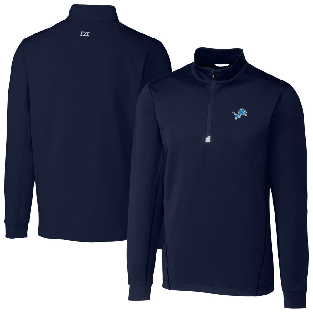 Detroit Lions Cutter & Buck Big & Tall Traverse Stretch Quarter-Zip Top - Navy Tops