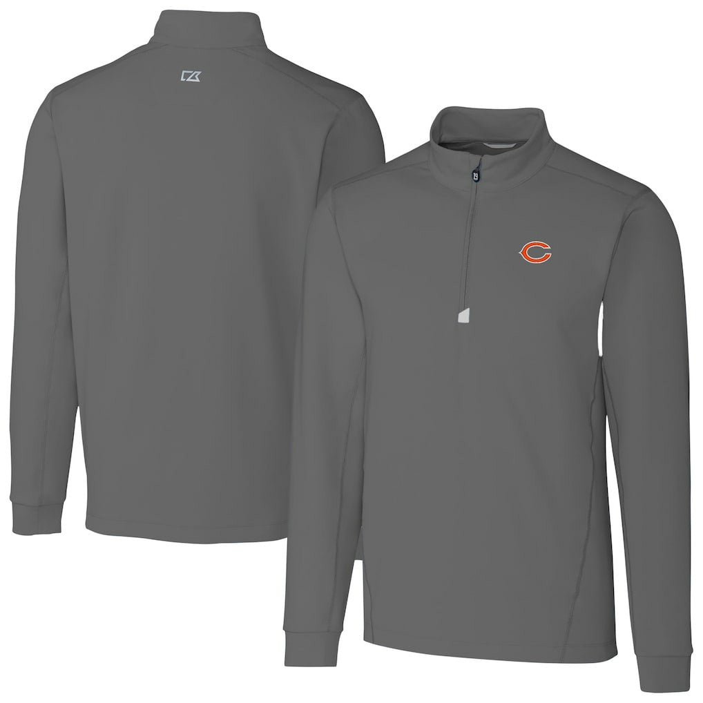 Chicago Bears Cutter & Buck Big & Tall Traverse Stretch Quarter-Zip Top - Gray Tops