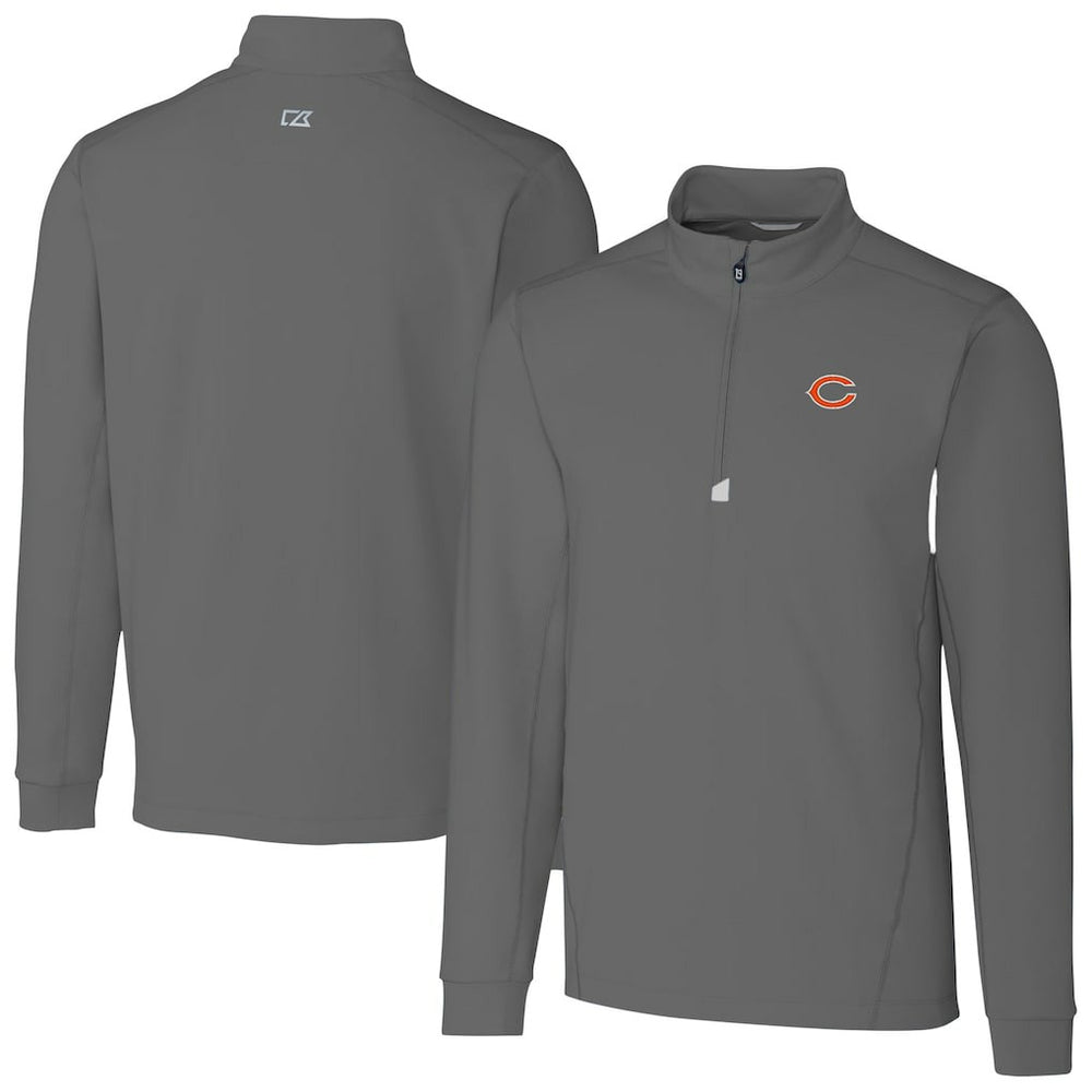 Chicago Bears Cutter & Buck Big & Tall Traverse Stretch Quarter-Zip Top - Gray Tops