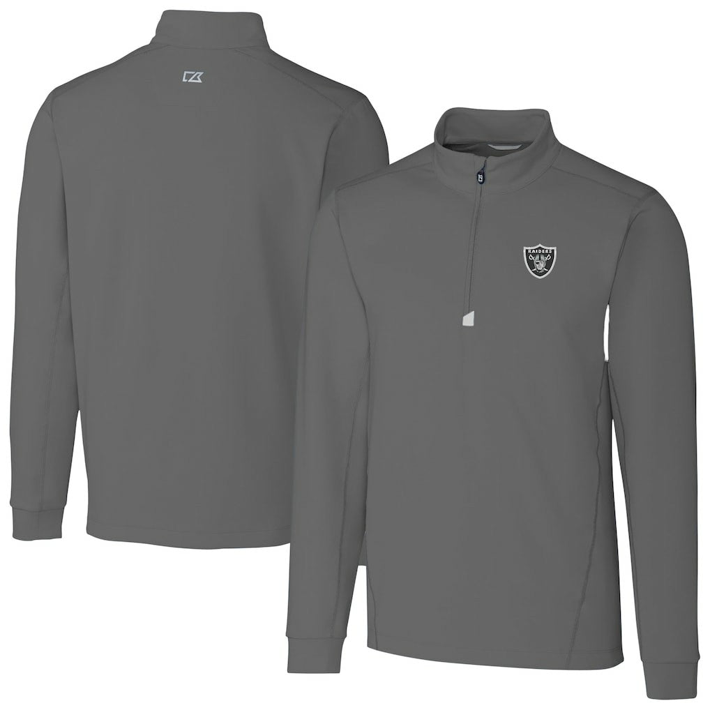 Las Vegas Raiders Cutter & Buck Big & Tall Traverse Stretch Quarter-Zip Top - Gray Tops