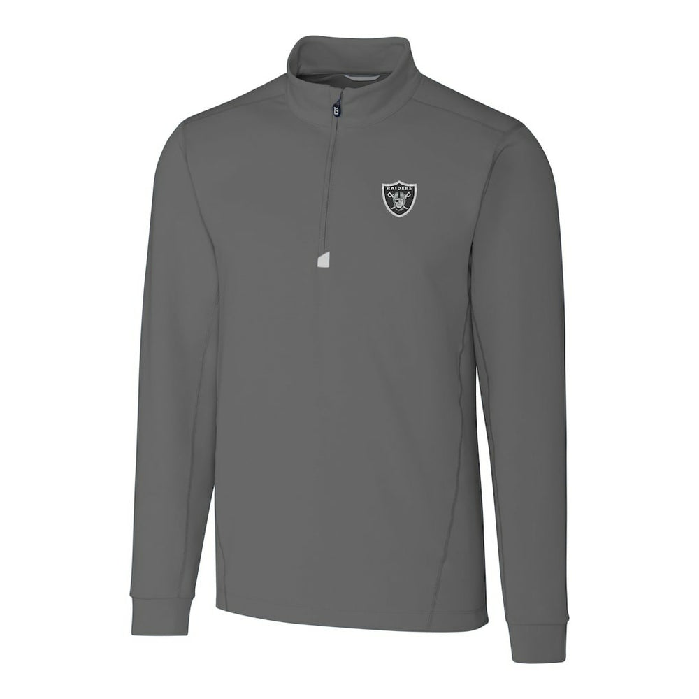Las Vegas Raiders Cutter & Buck Big & Tall Traverse Stretch Quarter-Zip Top - Gray Tops