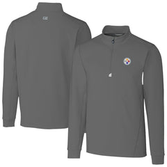 Pittsburgh Steelers Cutter & Buck Big & Tall Traverse Stretch Quarter-Zip Top - Gray Tops