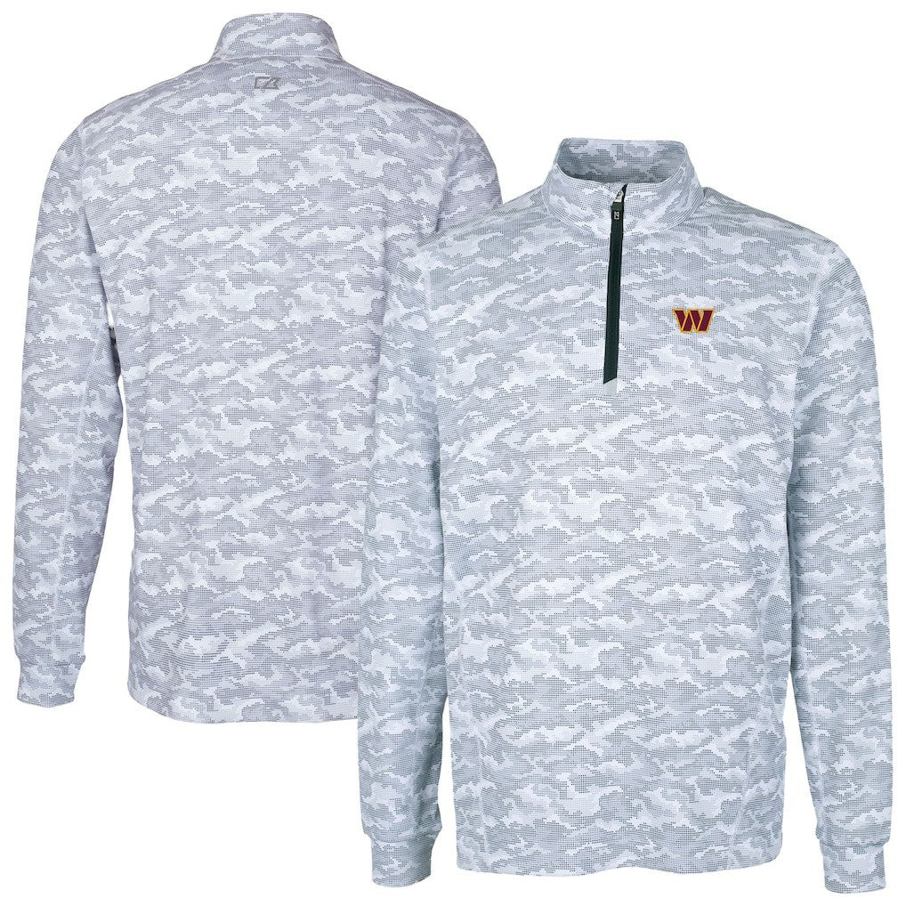 Washington Commanders Cutter & Buck Big & Tall Traverse Eco Camo Tri-Blend DryTec Quarter-Zip Jacket - Charcoal Jackets