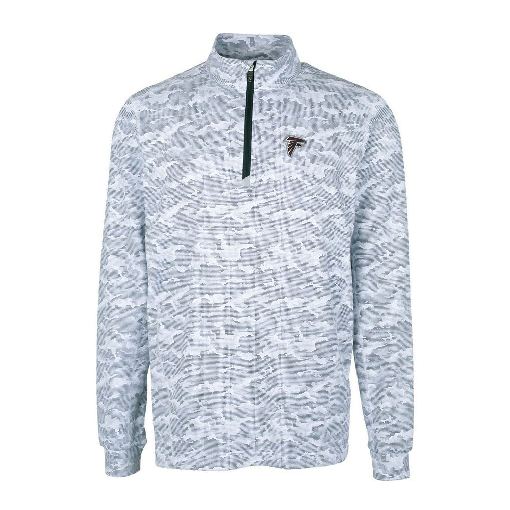 Atlanta Falcons Cutter & Buck Big & Tall Traverse Eco Camo Tri-Blend DryTec Quarter-Zip Jacket - Charcoal Jackets