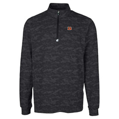 Cincinnati Bengals Cutter & Buck Big & Tall Traverse Eco Camo Tri-Blend DryTec Quarter-Zip Jacket - Black Jackets