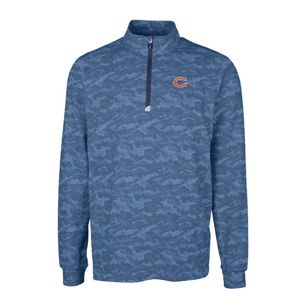 Chicago Bears Cutter & Buck Big & Tall Traverse Eco Camo Tri-Blend DryTec Quarter-Zip Jacket - Navy Jackets
