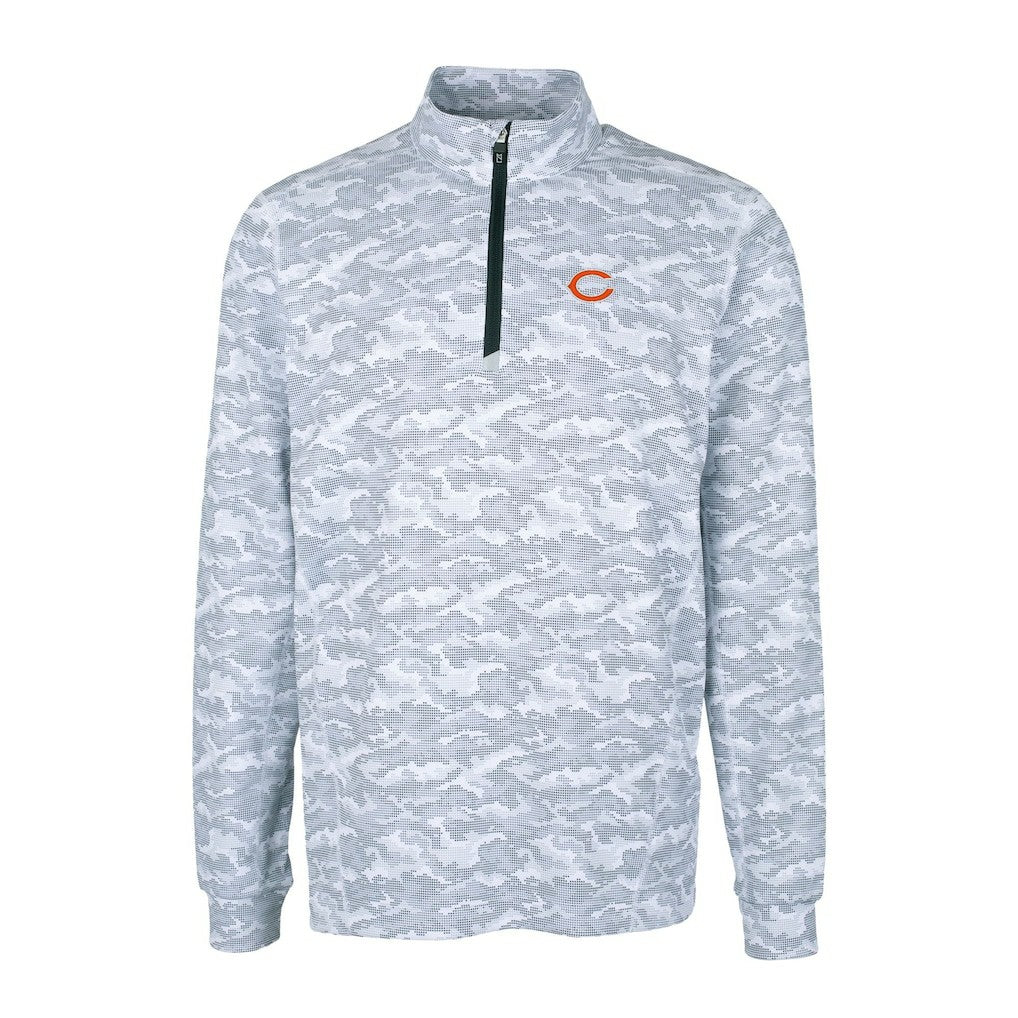 Chicago Bears Cutter & Buck Big & Tall Traverse Eco Camo Tri-Blend DryTec Quarter-Zip Jacket - Charcoal Jackets
