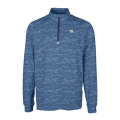 New York Giants Cutter & Buck Big & Tall Traverse Stretch Eco Camo Print DryTec Quarter-Zip Top - Navy Tops
