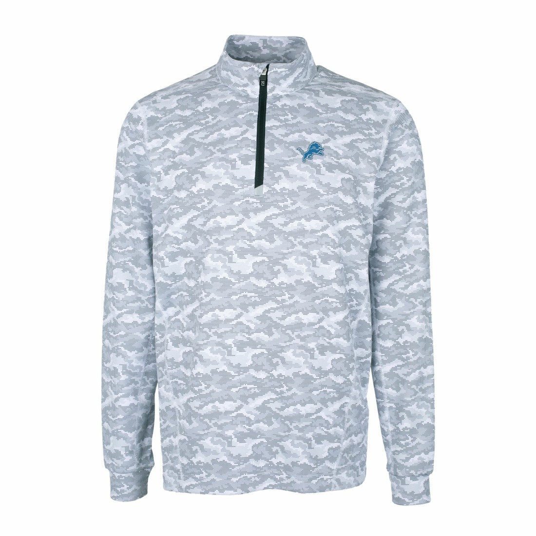 Detroit Lions Cutter & Buck Big & Tall Traverse Eco Camo Tri-Blend DryTec Quarter-Zip Jacket - Charcoal Jackets