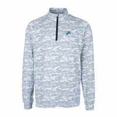 Detroit Lions Cutter & Buck Big & Tall Traverse Eco Camo Tri-Blend DryTec Quarter-Zip Jacket - Charcoal Jackets