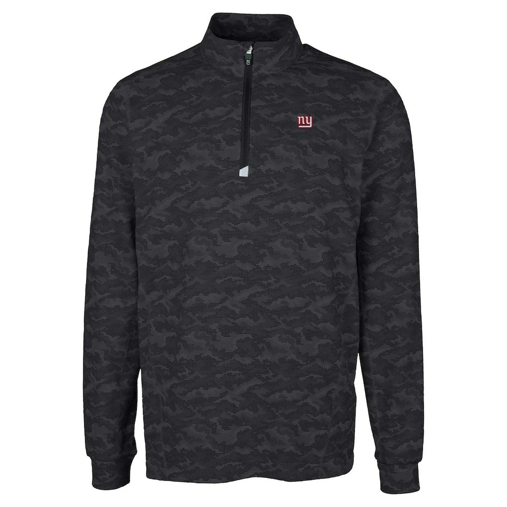 New York Giants Cutter & Buck Big & Tall Traverse Eco Camo Tri-Blend DryTec Quarter-Zip Jacket - Black Jackets