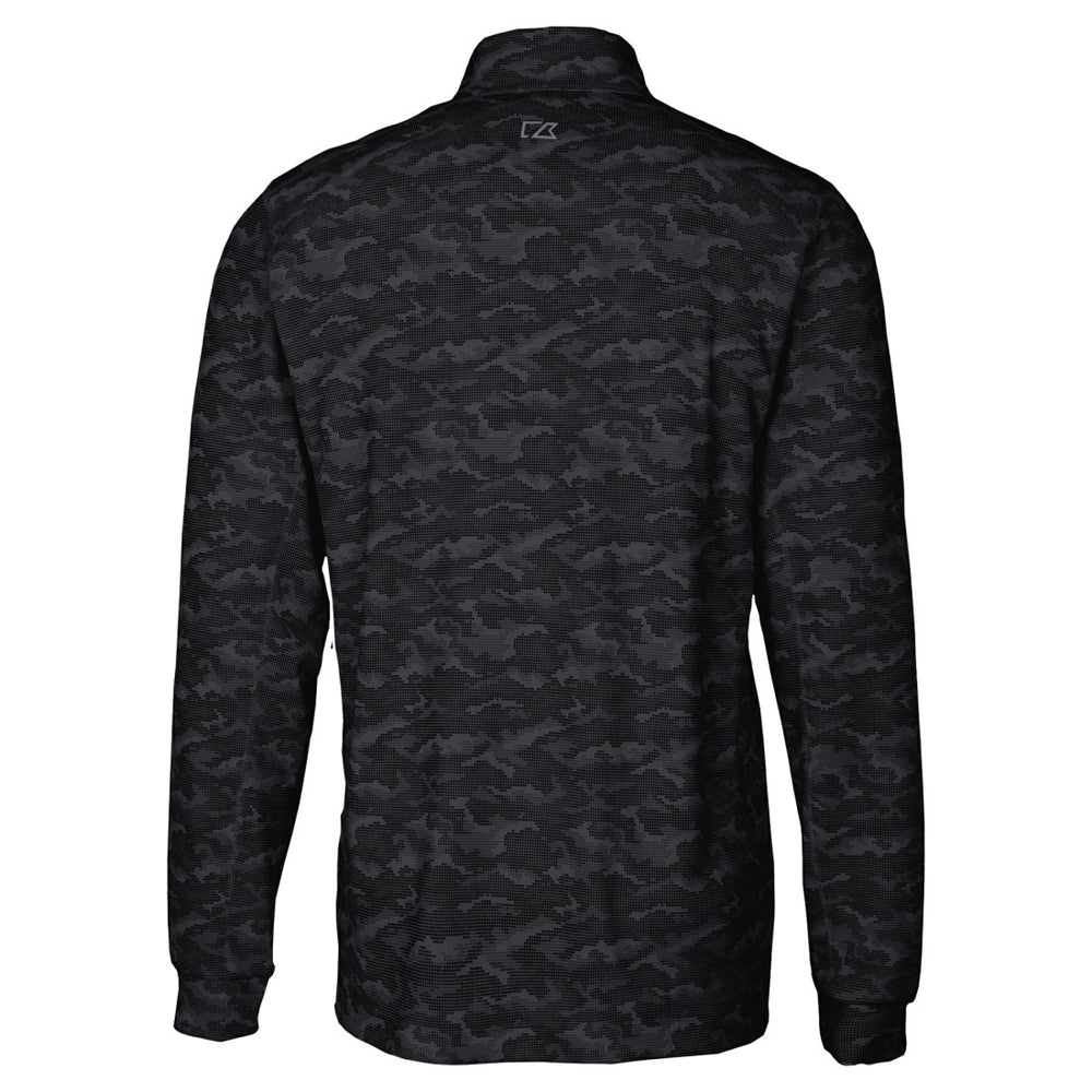 Detroit Lions Cutter & Buck Big & Tall Traverse Eco Camo Tri-Blend DryTec Quarter-Zip Jacket - Black Jackets