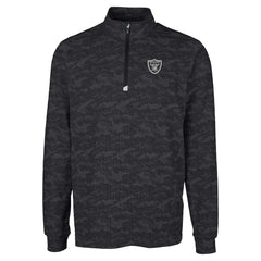 Las Vegas Raiders Cutter & Buck Big & Tall Traverse Eco Camo Tri-Blend DryTec Quarter-Zip Jacket - Black Jackets