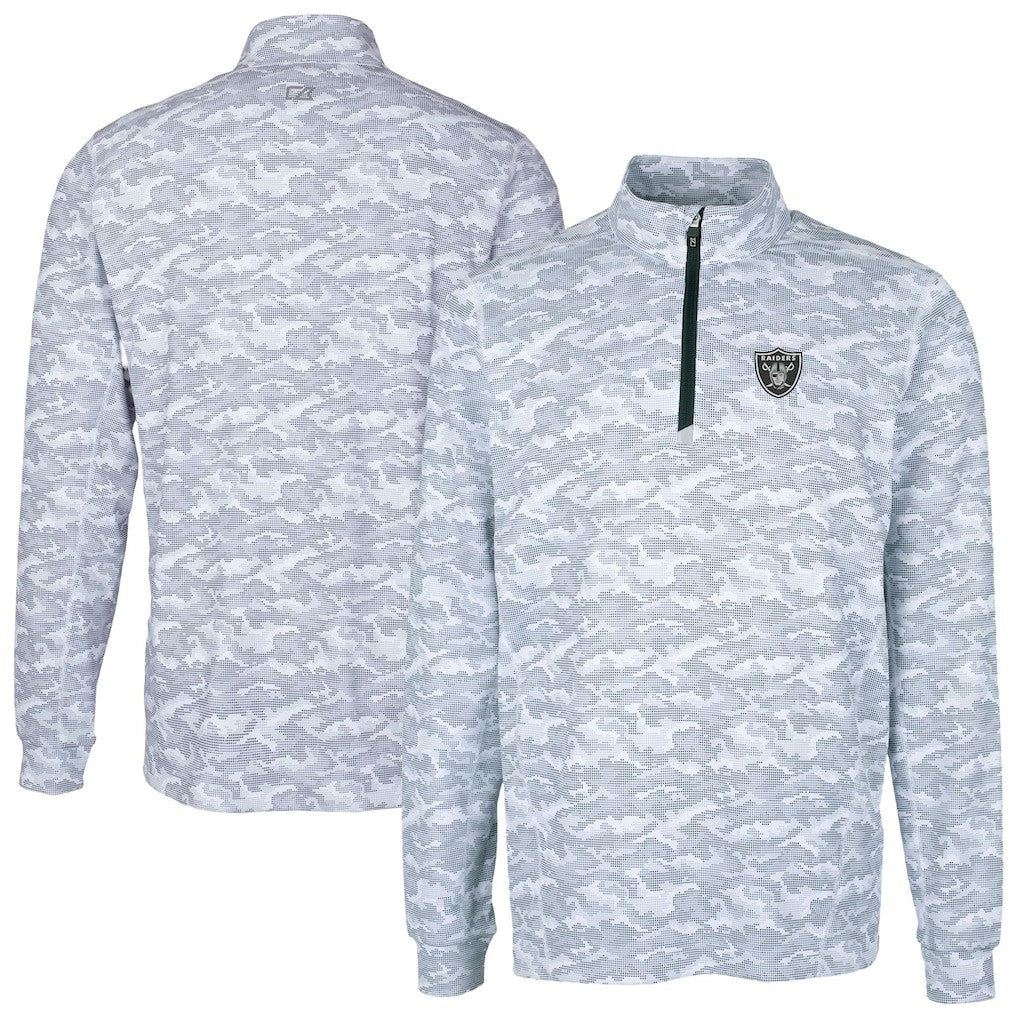 Las Vegas Raiders Cutter & Buck Big & Tall Traverse Eco Camo Tri-Blend DryTec Quarter-Zip Jacket - Charcoal Jackets