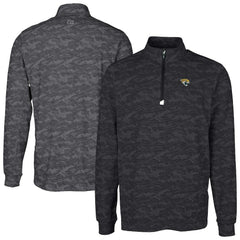 Jacksonville Jaguars Cutter & Buck Big & Tall Traverse Eco Camo Tri-Blend DryTec Quarter-Zip Jacket - Black Jackets