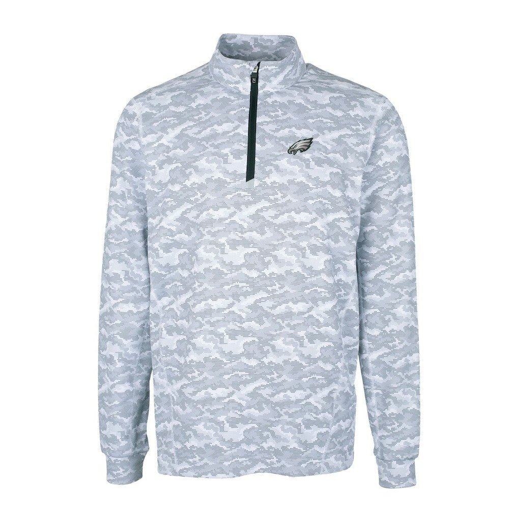 Philadelphia Eagles Cutter & Buck Big & Tall Traverse Eco Camo Tri-Blend DryTec Quarter-Zip Jacket - Charcoal Jackets