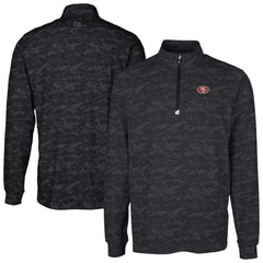 San Francisco 49ers Cutter & Buck Big & Tall Traverse Eco Camo Tri-Blend DryTec Quarter-Zip Jacket - Black Jackets