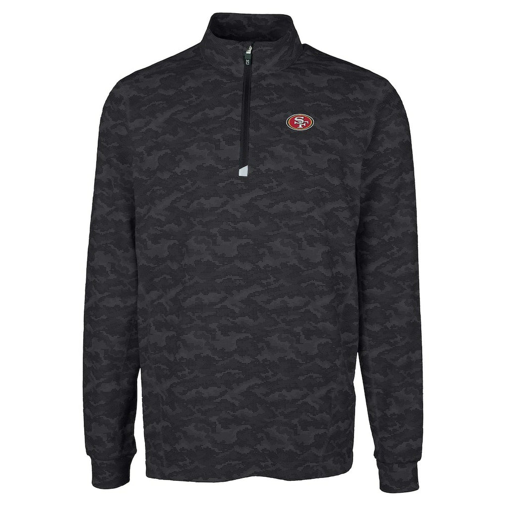 San Francisco 49ers Cutter & Buck Big & Tall Traverse Eco Camo Tri-Blend DryTec Quarter-Zip Jacket - Black Jackets
