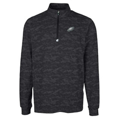 Philadelphia Eagles Cutter & Buck Big & Tall Traverse Eco Camo Tri-Blend DryTec Quarter-Zip Jacket - Black Jackets
