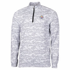 Pittsburgh Steelers Cutter & Buck Big & Tall Traverse Eco Camo Tri-Blend DryTec Quarter-Zip Jacket - Charcoal Jackets