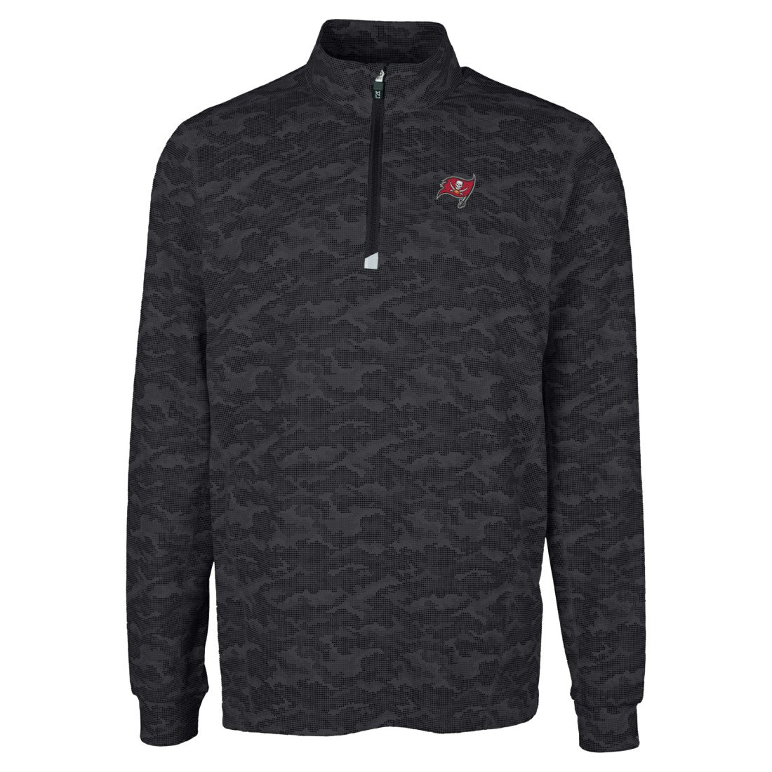 Tampa Bay Buccaneers Cutter & Buck Big & Tall Traverse Eco Camo Tri-Blend DryTec Quarter-Zip Jacket - Black Jackets