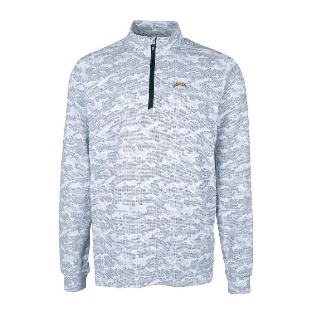 Los Angeles Chargers Cutter & Buck Big & Tall Traverse Eco Camo Tri-Blend DryTec Quarter-Zip Jacket - Charcoal Jackets