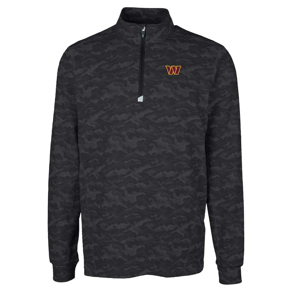 Washington Commanders Cutter & Buck Big & Tall Traverse Eco Camo Tri-Blend DryTec Quarter-Zip Jacket - Black Jackets