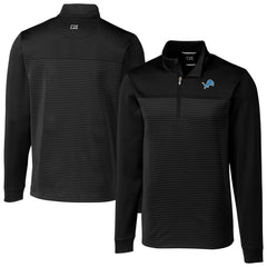 Detroit Lions Cutter & Buck Traverse Eco Stripe Tri-Blend DryTec Quarter-Zip Jacket - Black Jackets