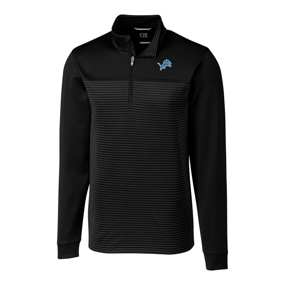 Detroit Lions Cutter & Buck Traverse Eco Stripe Tri-Blend DryTec Quarter-Zip Jacket - Black Jackets