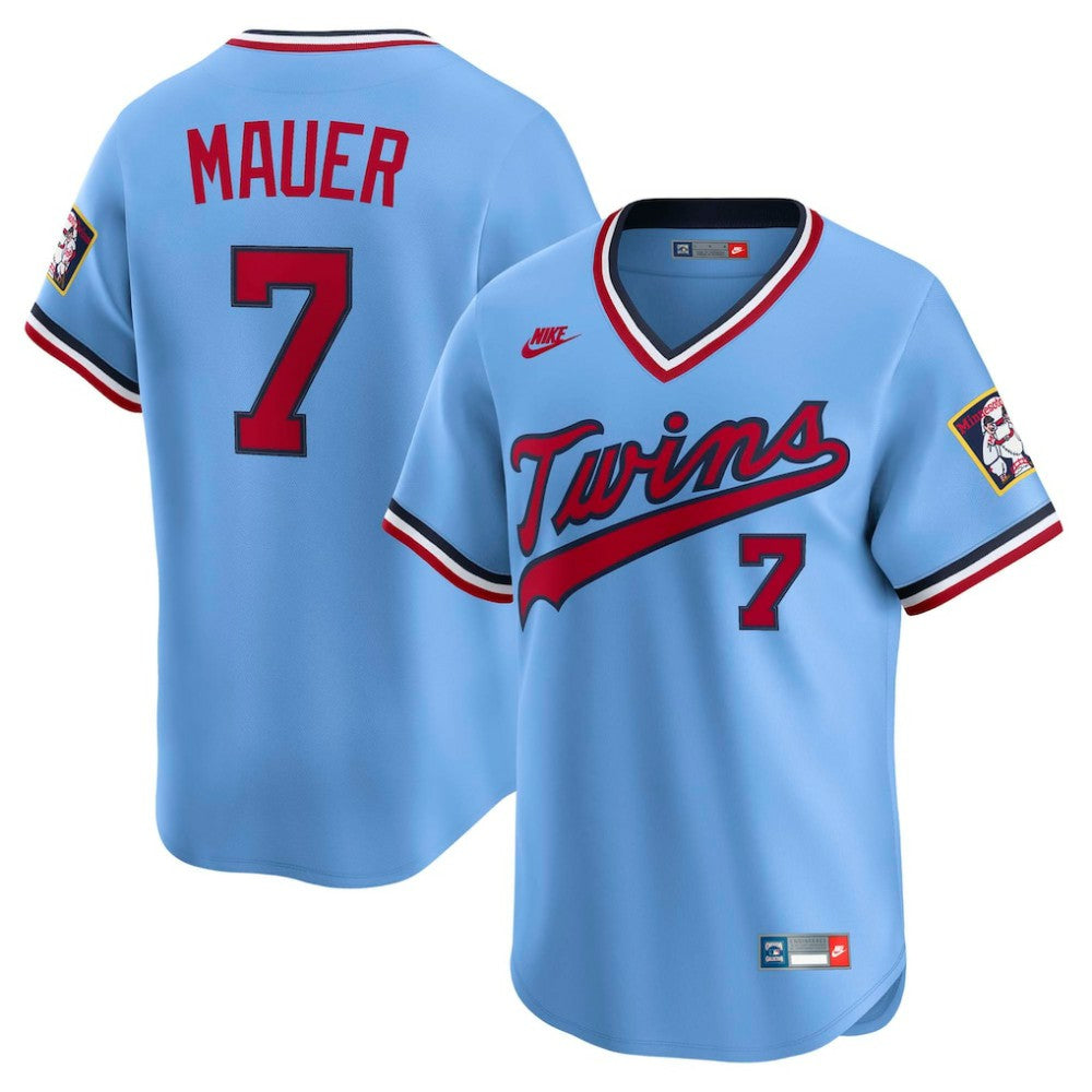 Joe Mauer Minnesota Twins Nike Throwback Cooperstown Collection Limited Jersey - Light Blue Jerseys