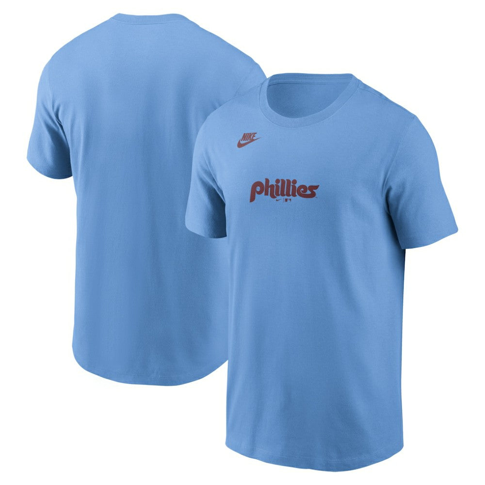 Philadelphia Phillies Nike Cooperstown Collection Wordmark T-Shirt - Light Blue T-shirts