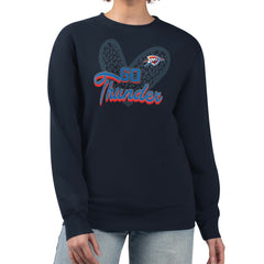 Oklahoma City Thunder G-III 4Her by Carl Banks Women's Leopard Heart Fleece Pullover Sweatshirt Navy